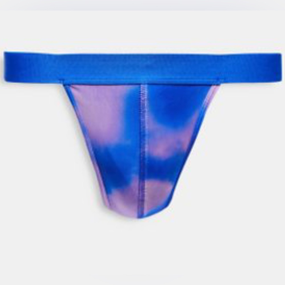 Men’s Blue and Pink Tie-Dye Mesh Thong